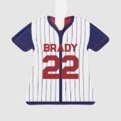 Baseball Jersey Speler Stats Red Navy Keepsake Ornament (voorkant)