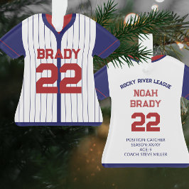 Baseball Jersey Speler Stats Red Navy Keepsake Ornament