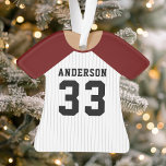 Baseball Jersey Sports Team Uniform Maroon Ornament<br><div class="desc">Baseball Jersey Sport Team Uniform Ornament. Dit honkbaltrut ornament is perfect voor iedereen die schoolsport speelt of van sport houdt. Pas dit aangepaste ontwerp aan met uw eigen teamnaam en jersey nummer.</div>