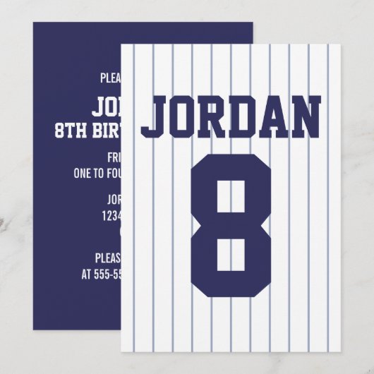 Baseball Jersey - Sportthema Birthday Party Kaart (Voorkant / Achterkant)