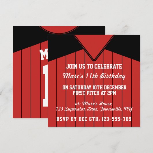 Baseball Jersey Thmet de grootste uitnodiging tot  (Voorkant / Achterkant)