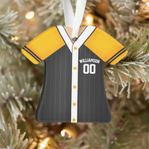 Baseball Jersey, zwart en geel Ornament