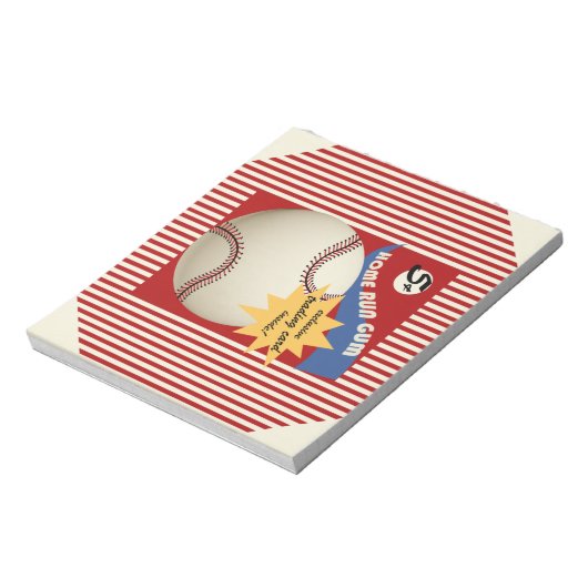 Baseball Kaart Bubblegum Wrapper Notitieblok (Linkerzijde)
