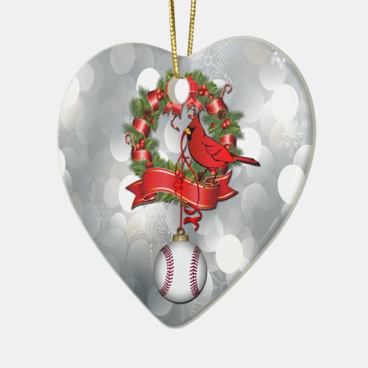 Baseball Kardinaal in Wreated Ornament (Links)