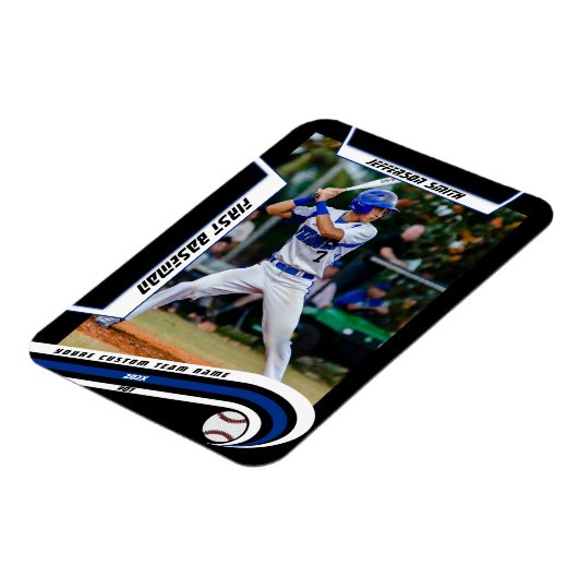 Baseball Keepsakes Lively Blue Black Custom Magneet (Linkerzijde)