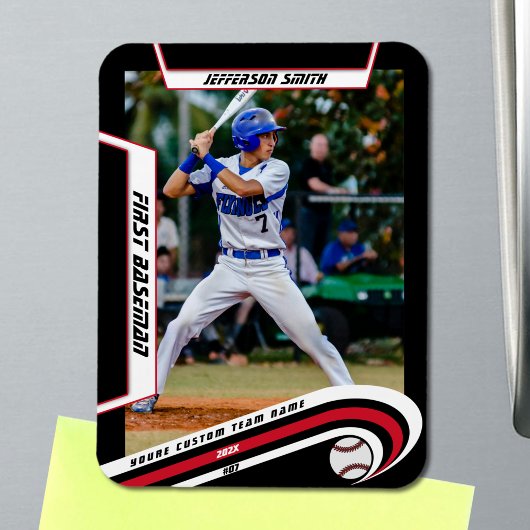 Baseball Keepsakes Lively Red Black Custom Magneet