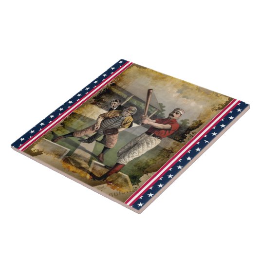 Baseball: keramische tegel tegeltje (Zijkant)