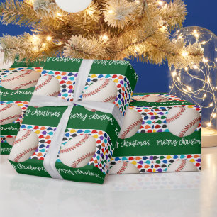 Baseball kerst cadeaupapier