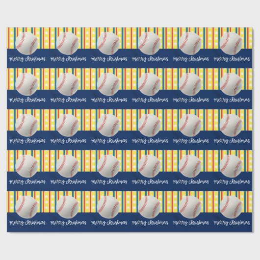 Baseball kerst cadeaupapier (Vlak)