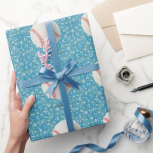 Baseball kerst cadeaupapier