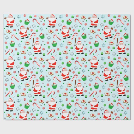 Baseball kerst cadeaupapier (Vlak)