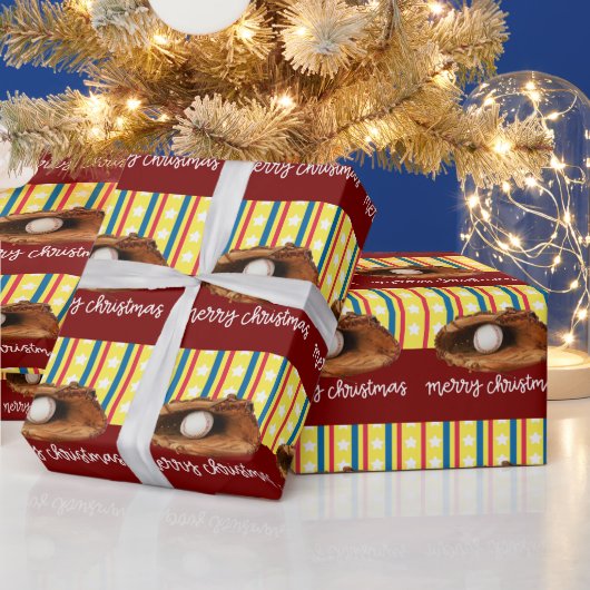 Baseball kerst cadeaupapier (Feestdagen)