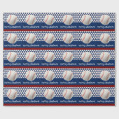 Baseball kerst cadeaupapier (Vlak)