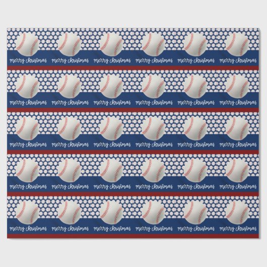 Baseball kerst cadeaupapier (Vlak)
