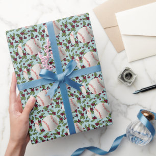 Baseball kerst cadeaupapier