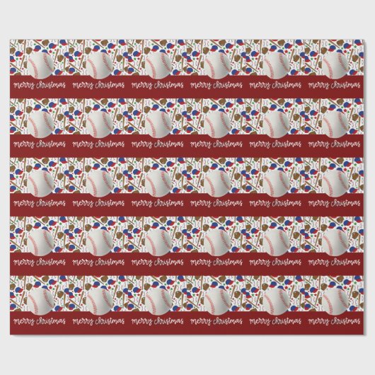 Baseball kerst cadeaupapier (Vlak)