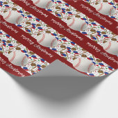 Baseball kerst cadeaupapier (Hoek)