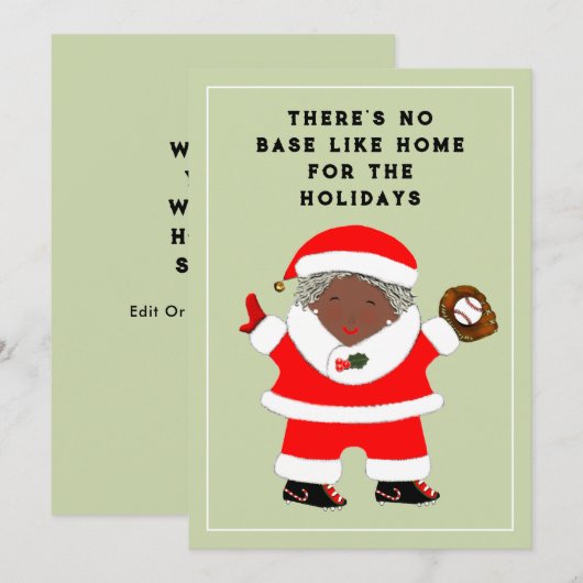 Baseball kerst feestdagenkaart (Voorkant / Achterkant)