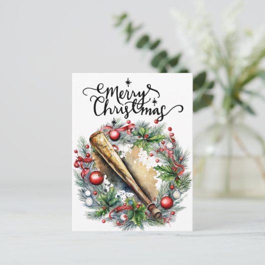 Baseball kerst feestdagenkaart (Staand voorkant)