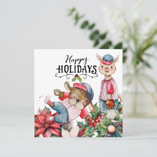 Baseball kerst feestdagenkaart (Staand voorkant)