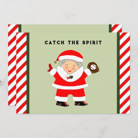 Baseball kerst feestdagenkaart (Voorkant / Achterkant)