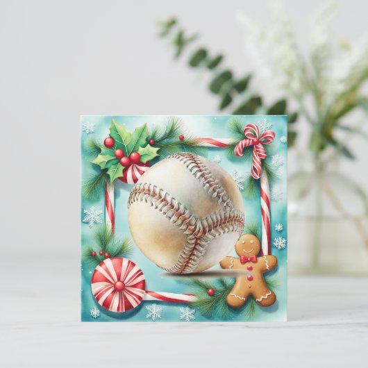 Baseball kerst feestdagenkaart (Staand voorkant)