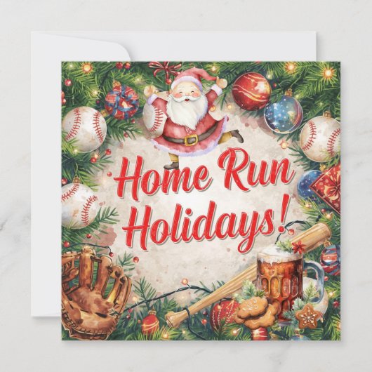 Baseball kerst feestdagenkaart (Voorkant)