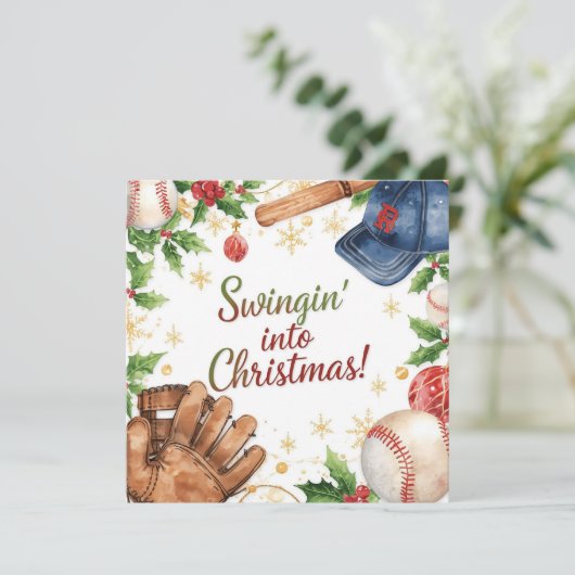 Baseball kerst feestdagenkaart (Staand voorkant)