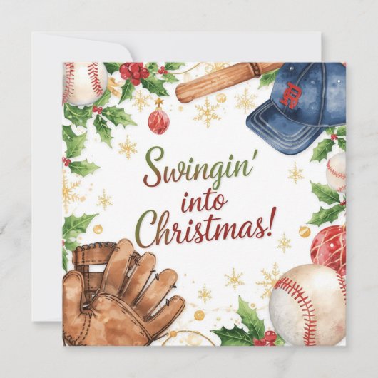 Baseball kerst feestdagenkaart (Voorkant)