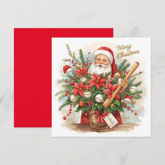 Baseball kerst feestdagenkaart (Voorkant / Achterkant)