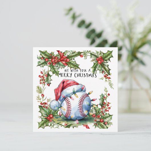 Baseball kerst feestdagenkaart (Staand voorkant)