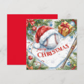 Baseball kerst feestdagenkaart (Voorkant / Achterkant)