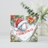 Baseball kerst feestdagenkaart (Staand voorkant)
