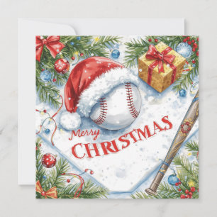 Baseball kerst feestdagenkaart