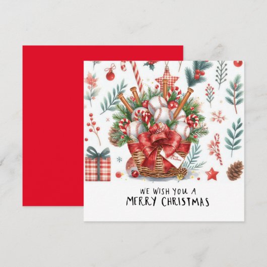 Baseball kerst feestdagenkaart (Voorkant / Achterkant)