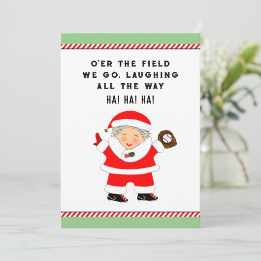 Baseball kerst feestdagenkaart (Staand voorkant)