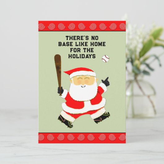 Baseball kerst feestdagenkaart (Staand voorkant)