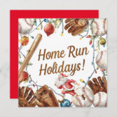 Baseball kerst feestdagenkaart (Voorkant / Achterkant)