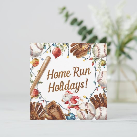 Baseball kerst feestdagenkaart (Staand voorkant)