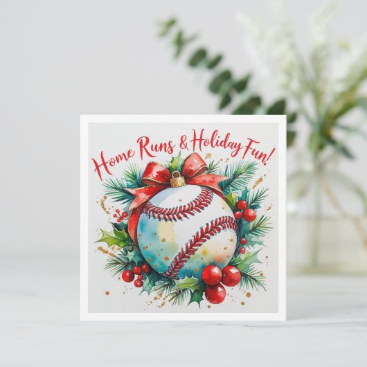 Baseball kerst feestdagenkaart (Staand voorkant)