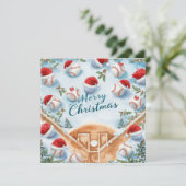 Baseball kerst feestdagenkaart (Staand voorkant)