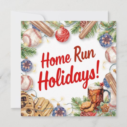 Baseball kerst feestdagenkaart (Voorkant)