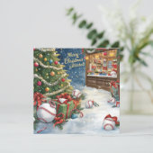 Baseball kerst feestdagenkaart (Staand voorkant)