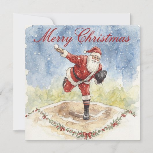 Baseball kerst feestdagenkaart (Voorkant)