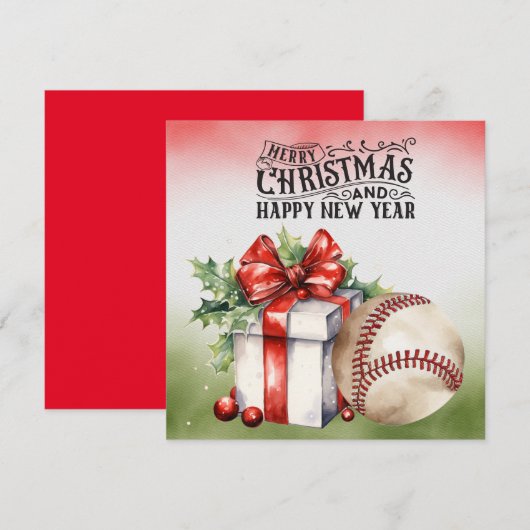 Baseball kerst feestdagenkaart (Voorkant / Achterkant)