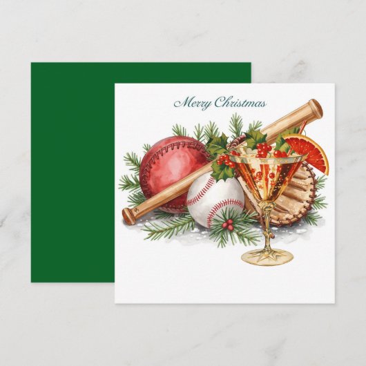 Baseball kerst feestdagenkaart (Voorkant / Achterkant)