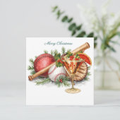 Baseball kerst feestdagenkaart (Staand voorkant)
