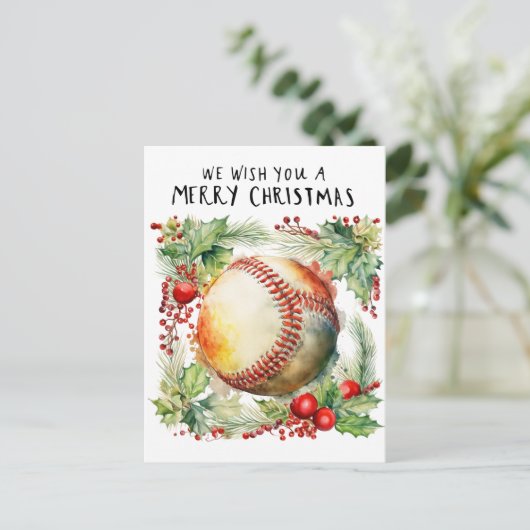 Baseball kerst feestdagenkaart (Staand voorkant)