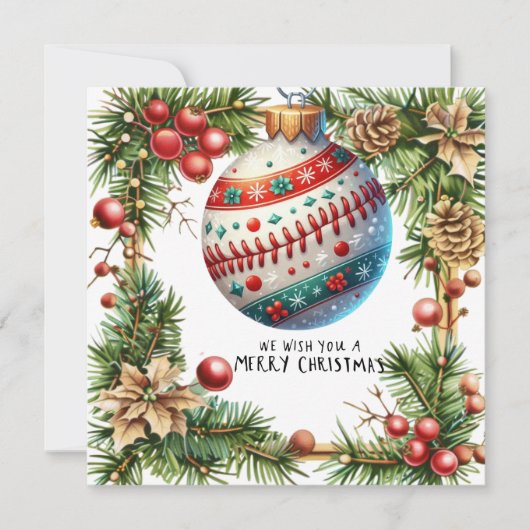 Baseball kerst feestdagenkaart (Voorkant)