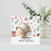 Baseball kerst feestdagenkaart (Staand voorkant)